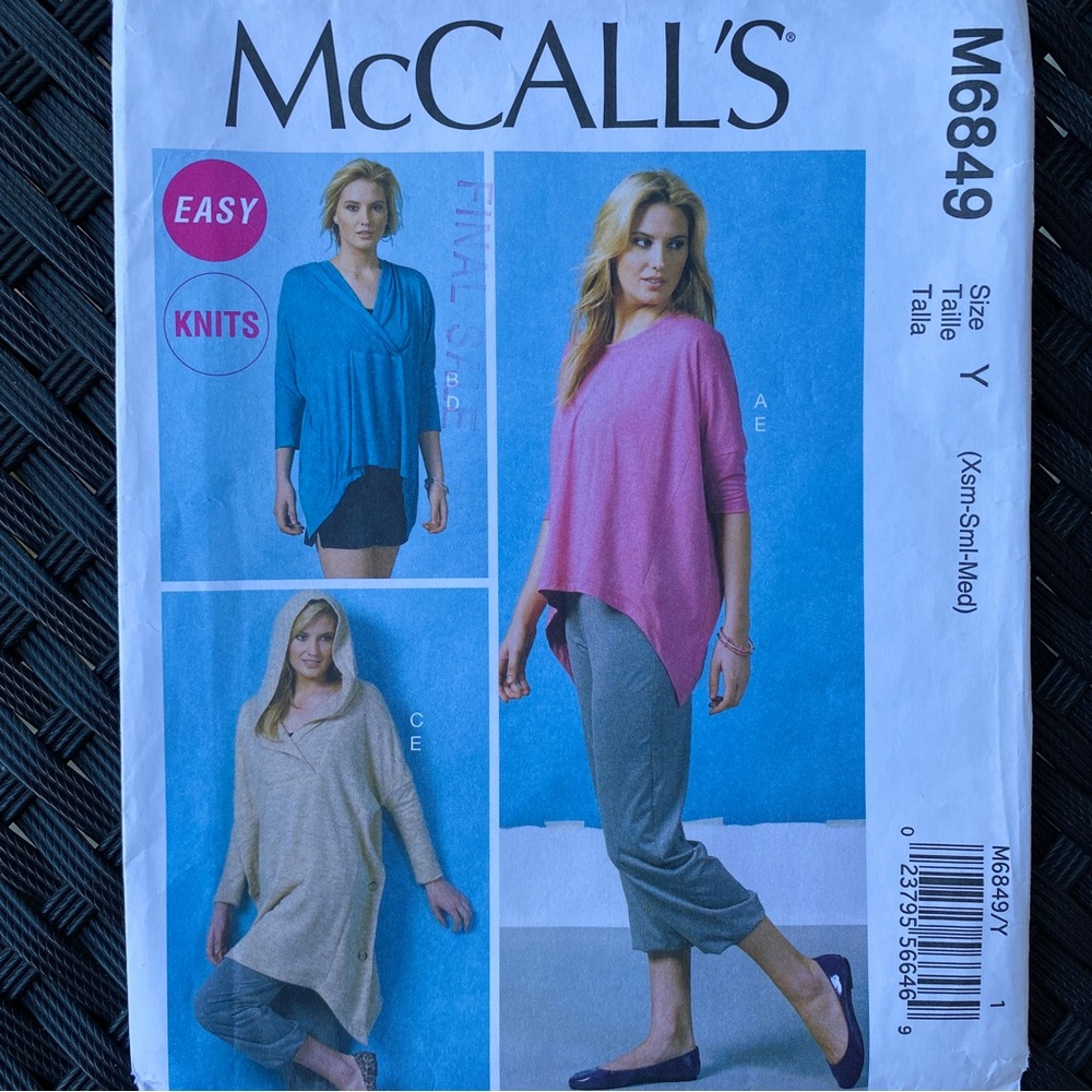 McCALL’S 6849 Sewing Pattern NEW Xsm-Sml-Med